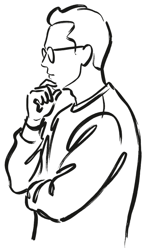 Seated thinker — line illustration
