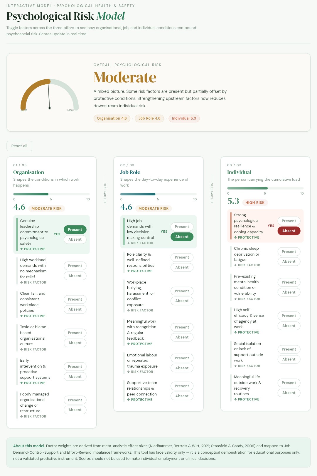 Psychological Risk Model screenshot